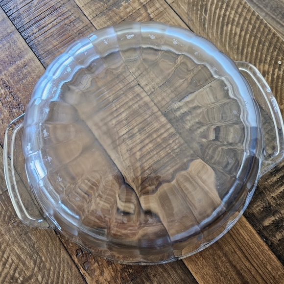 Vtg 1.5 Qt Heavy Ribbed Clear Glass Casserole Baking Dish with Lid And Handles - Picture 9 of 11
